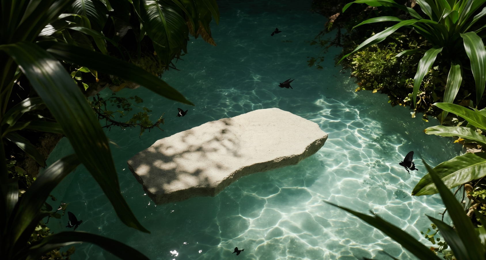 Stone in turquoise water